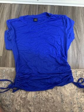 SHEIN Royal Blue Short Sleeve Tie-Hem Tee